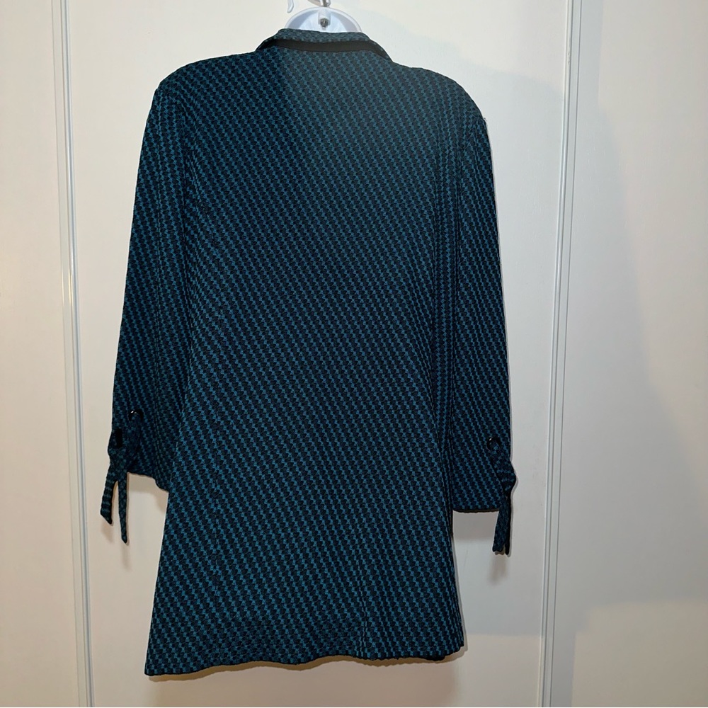 Misook Women’s Galactic Teal & Black Tie Cuff Tailored Knit Jacket- Size Large - Picture 8 of 13
